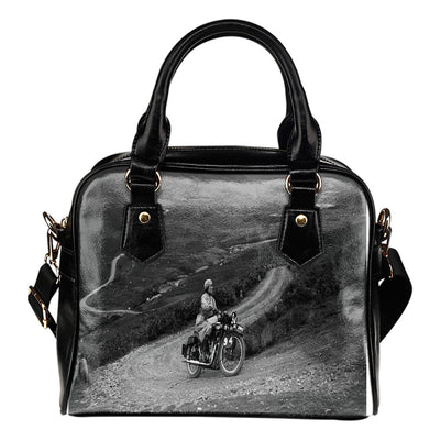 Vintage Motorcycle Hillclimb Ladies Leather Handbag