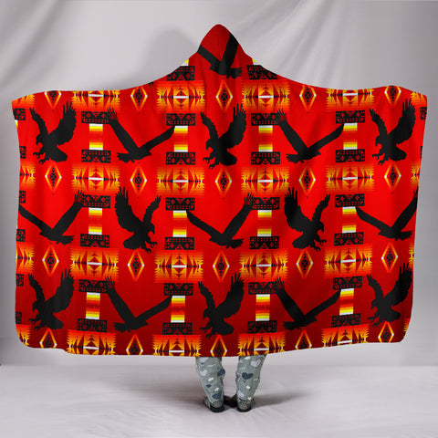 Eagle Dark Red Hoodie Blanket