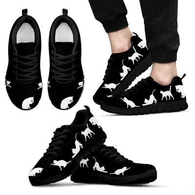 Men's Black Shoes with white Cats
