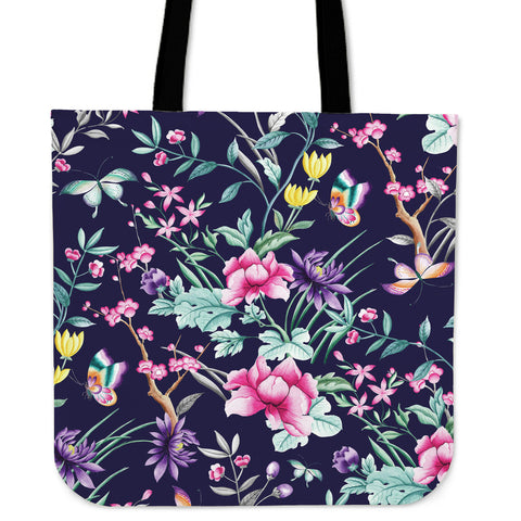 FLORAL COLLECTION - Navy Canvas Bag