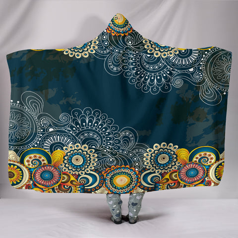 Henna Flower Hoodie Blanket