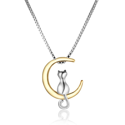 New Fashion Jewelry Silver Gold Cat Moon Necklace