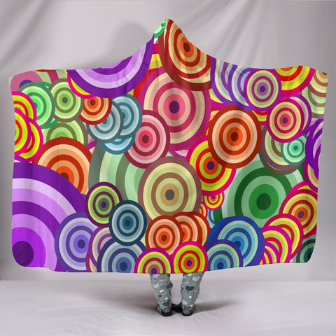 Retro Bright Hooded Plush Lined Wearable Blanket