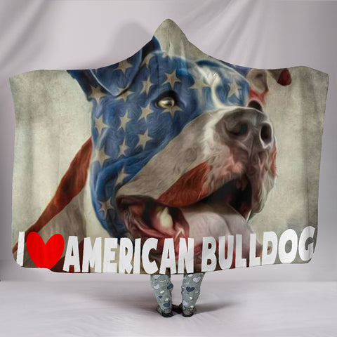 American Bulldog Hooded Blanket
