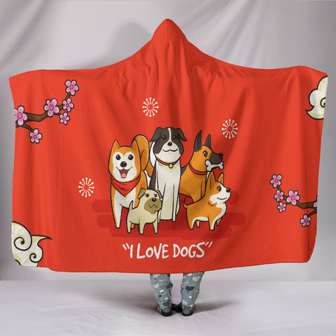 NP I Love Dogs Hooded Blanket