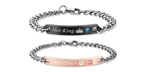 His Queen Her King Stainless Steel Bracelets