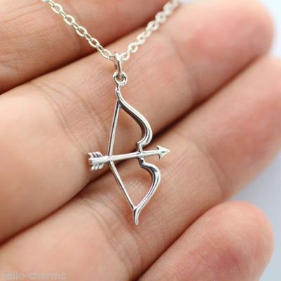 Luxury Tiny Bow Arrow Statement Pendant Necklace Women Silver