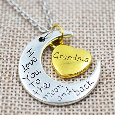 Grandma Necklace --I Love You to the Moon and Back