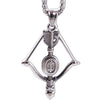 Stainless Steel Unisex Pendant Necklace Vintage Bow and Arrow With the Cross Heart
